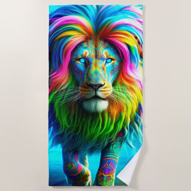 Künstlerische Lion Strandtuch (Vorderseite)