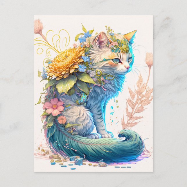 Künstlerische Majestic Kitty Cat Illustration Postkarte (Vorderseite)