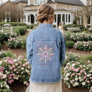 Künstlerische Mode Pink Blue Peace Heart Denim Jac Jeansjacke