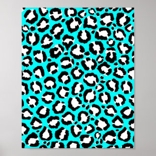 Künstlerische moderne Cyclablau-Leopard-Tierdruckm Poster