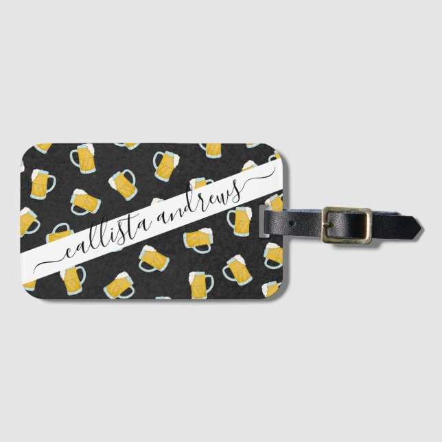 Künstlerische, moderne, gelbe Biersteine Gepäckanhänger (Vorderseite (Horizontal))