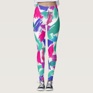 Künstlerische moderne rosa Aquamarine Lila Pinsel Leggings