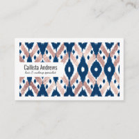 Künstlerische moderne Rose Gold Navy Blue Ikat Geo