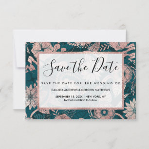 Künstlerische moderne Rose Gold Smaragdgrüne Blume Save The Date