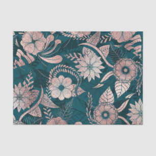 Künstlerische moderne Rose Gold Smaragdgrüne Blume Seidenpapier