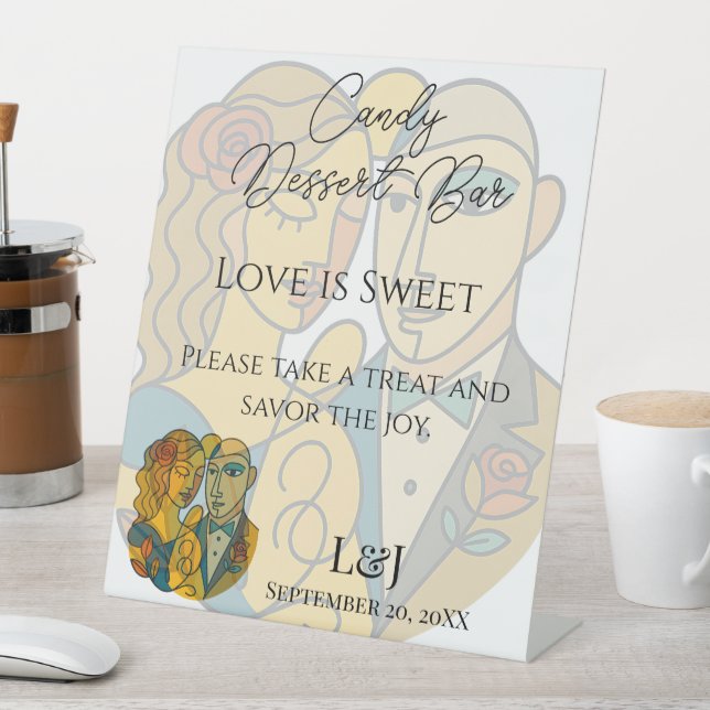 Künstlerische Moderne Silhouette Hochzeit Candy De Sockelschild (In Situ)