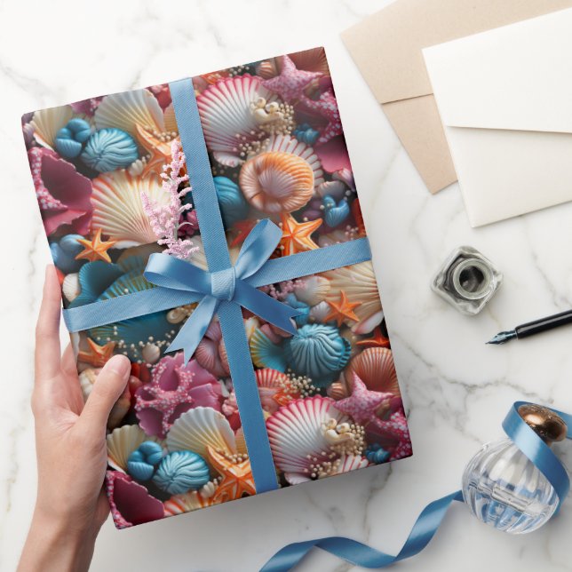 Künstlerische Muscheln Geschenkpapier (Schenken)