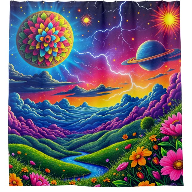 Künstlerische Naturlandschaft Duschvorhang (Vorderseite)