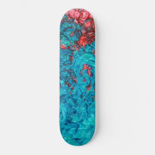 Künstlerische Neon Orange Aquamarine Acrylmalerei Skateboard