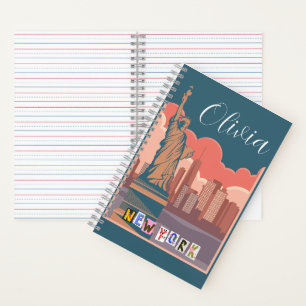 Künstlerische New Yorker Skyline Personalisiert Notizbuch