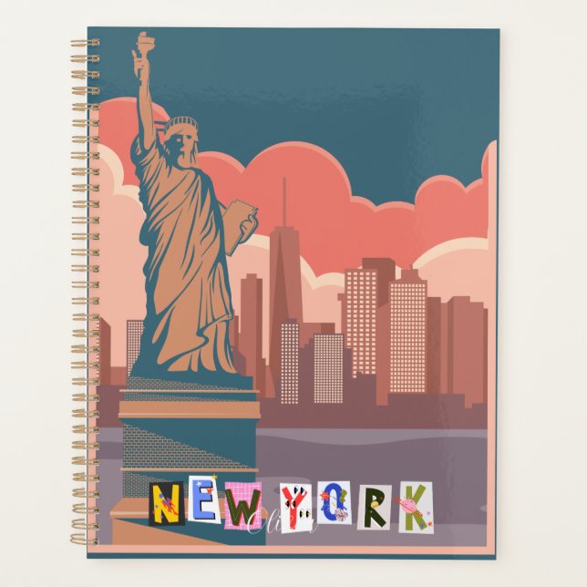 Künstlerische New Yorker Skyline  Personalisiert Planer (Vorderseite)