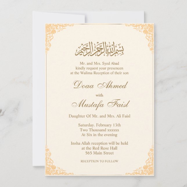 Künstlerische nikkah muslimische Hochzeiten Einlad Einladung (Vorderseite)