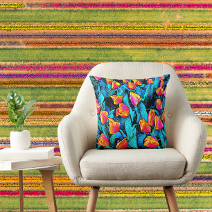 Künstlerische Orangen- und Goldgräber Kissen