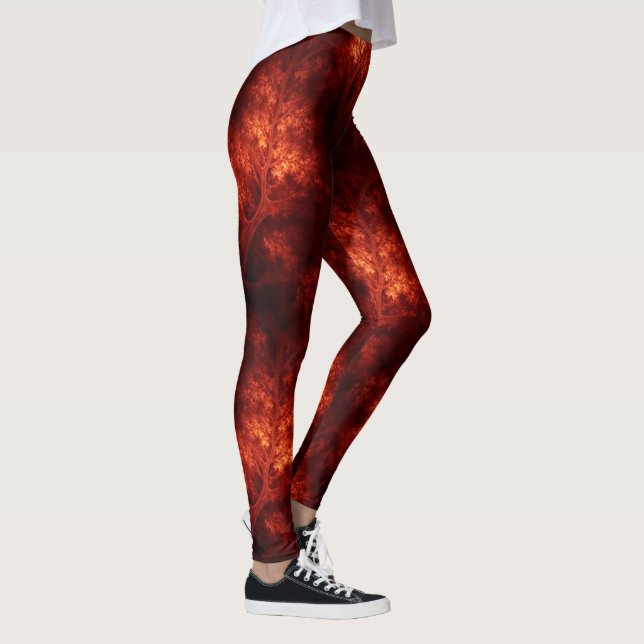 Künstlerische Orangenbäume Leggings (Rechts)