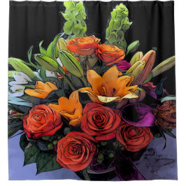 Künstlerische Orangenblumenbildung Duschvorhang