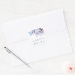 Künstlerische Pastell-Botanische Blumen Hochzeit Quadratischer Aufkleber