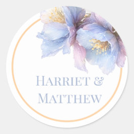 Künstlerische Pastell-Botanische Blumen Hochzeit Runder Aufkleber