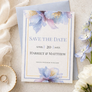 Künstlerische Pastell Botanische Blumen Hochzeit Save The Date