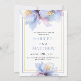 Künstlerische Pastell-Botanische Blumige Hochzeit Einladung