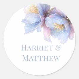 Künstlerische Pastell-Botanische Blumige Hochzeit Runder Aufkleber