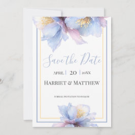 Künstlerische Pastell-Botanische Blumige Hochzeit Save The Date
