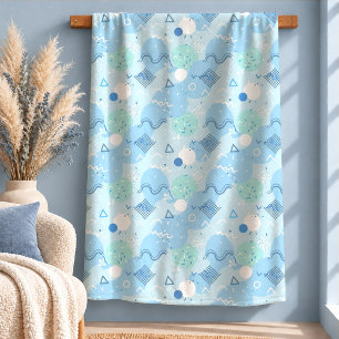 Künstlerische Pastellblaue Formen Wurfdecke Design Sherpadecke