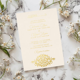 Künstlerische Pearl Crème Florale Paisley Muslimis Folieneinladung