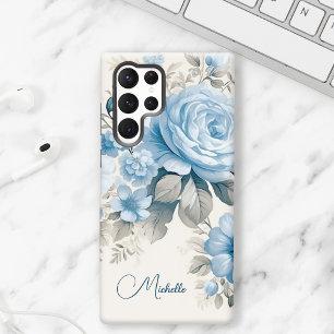 Künstlerische personalisierte hellpastellblaue Ros Samsung Galaxy Hülle