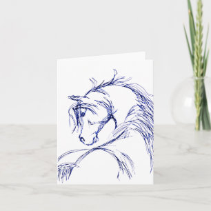 Künstlerische Pferdekopfskizze Karte