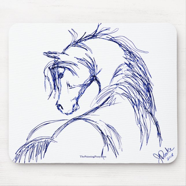 Künstlerische Pferdekopfskizze Mousepad (Vorne)
