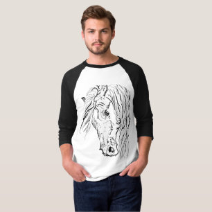 Künstlerische Pferdeskizze Herren-Raglan-Shirt - M T-Shirt