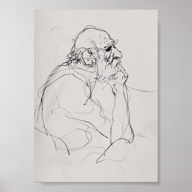 Künstlerische Philosophin Portrait Sketch - Premiu Poster (Vorne)