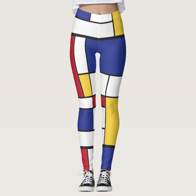 Künstlerische Piet Mondrian bunte Leggings (Vorderseite)