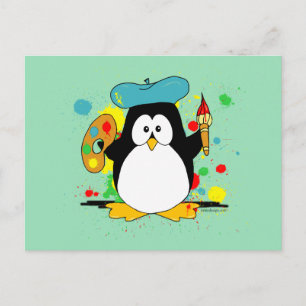 Künstlerische Pinguin Green Postkarte