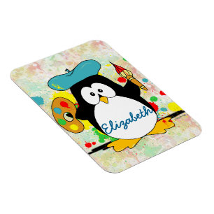 Künstlerische Pinguin Painter Personalize Magnet