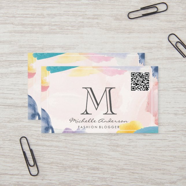 künstlerische Pinselstriche | QR-Prüfung Visitenkarte (Vorderseite/Rückseite Beispiel)