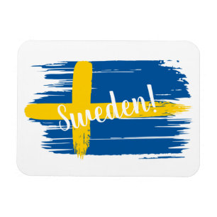 Künstlerische Pinselstriche Schweden Fahne Magnet