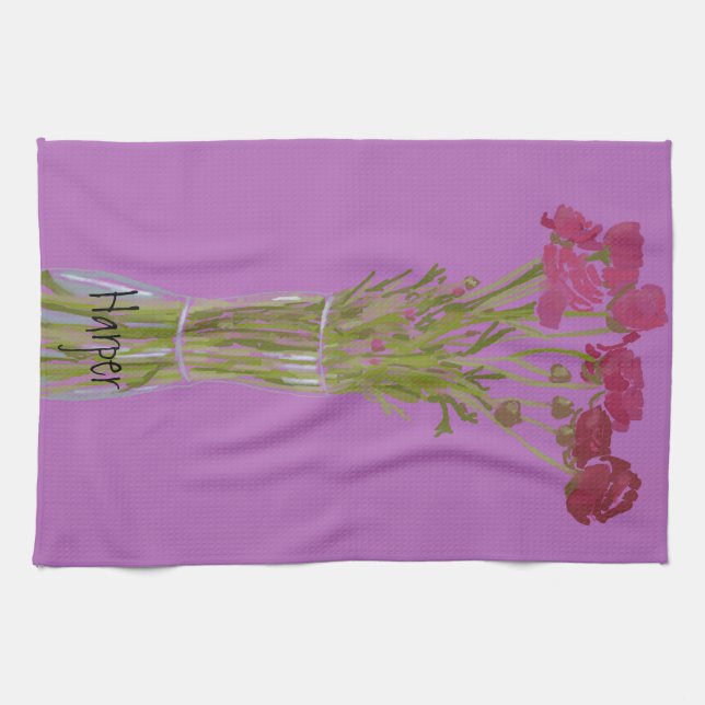 Künstlerische Ranunculus Farbige Blume +Individuel Geschirrtuch (Horizontal)