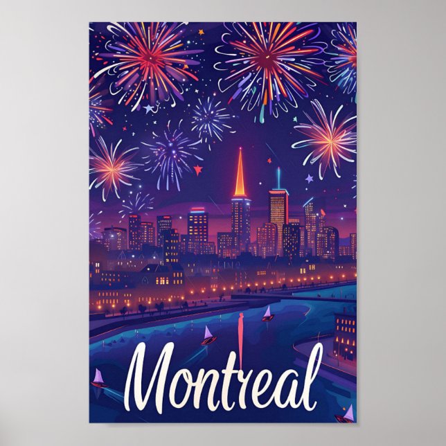 Künstlerische Reise-Illustration in Montreal Poster (Vorne)
