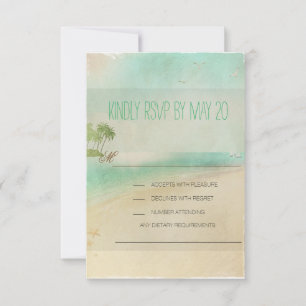 Künstlerische Retro Vintage Friedlich Beach Weddin RSVP Karte
