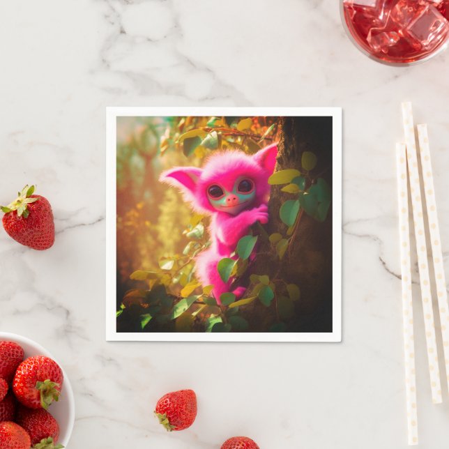 Künstlerische rosa Kreatur Serviette (Beispiel)