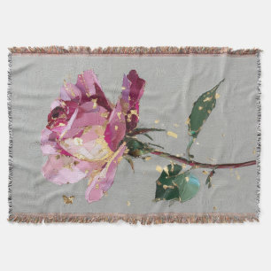 Künstlerische rosa Rose & Goldblatt Decke