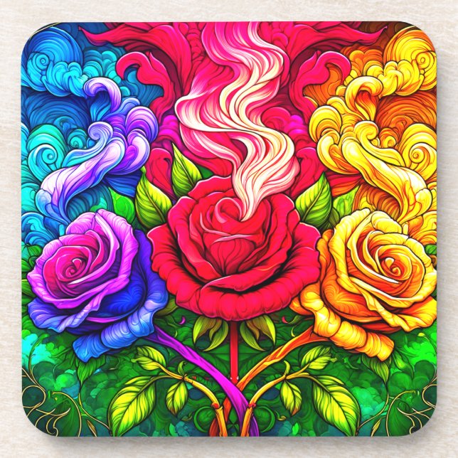 Künstlerische Rose Getränkeuntersetzer (Vorderseite)
