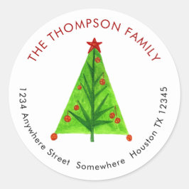 Künstlerische Rückgabeadresse für den Weihnachtsba Runder Aufkleber