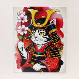 Künstlerische Samurai-Katze Kirsche für Erwachsene Puzzle