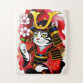 Künstlerische Samurai-Katze Kirsche für Erwachsene Puzzle