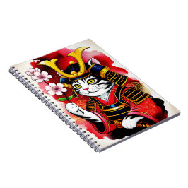 Künstlerische Samurai-Katze Kirsche zum Journaling Notizblock