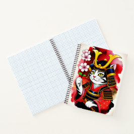 Künstlerische Samurai-Katze Kirsche zum Journaling Notizbuch