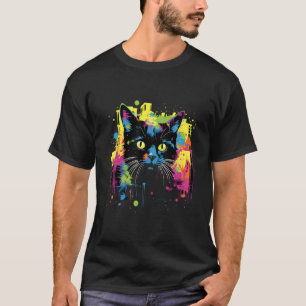 Künstlerische Schnurrhaare Stadtkatze Zeichnung St T-Shirt