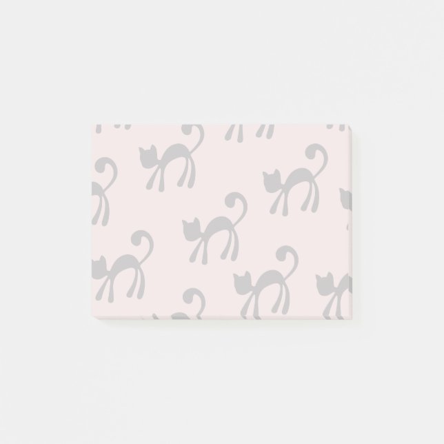 Künstlerische schwarze Katzen auf Rosa Post-it Klebezettel (Vorderseite)